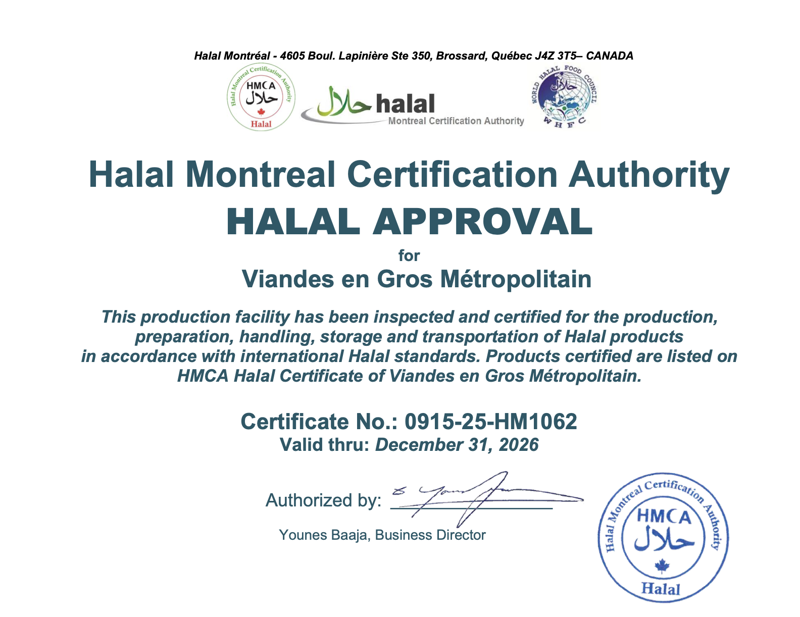 Halal Montreal Certification Authority